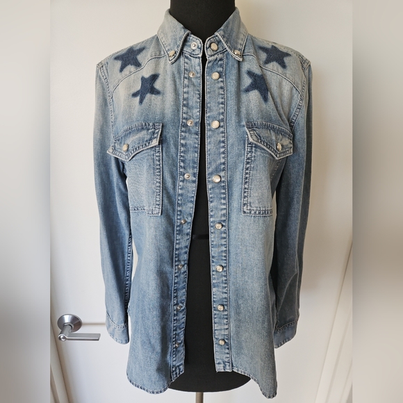 $1,130 GIVENCHY Stars Denim Button-Up 42 (IT) 8 (US) Medium - Picture 10 of 12